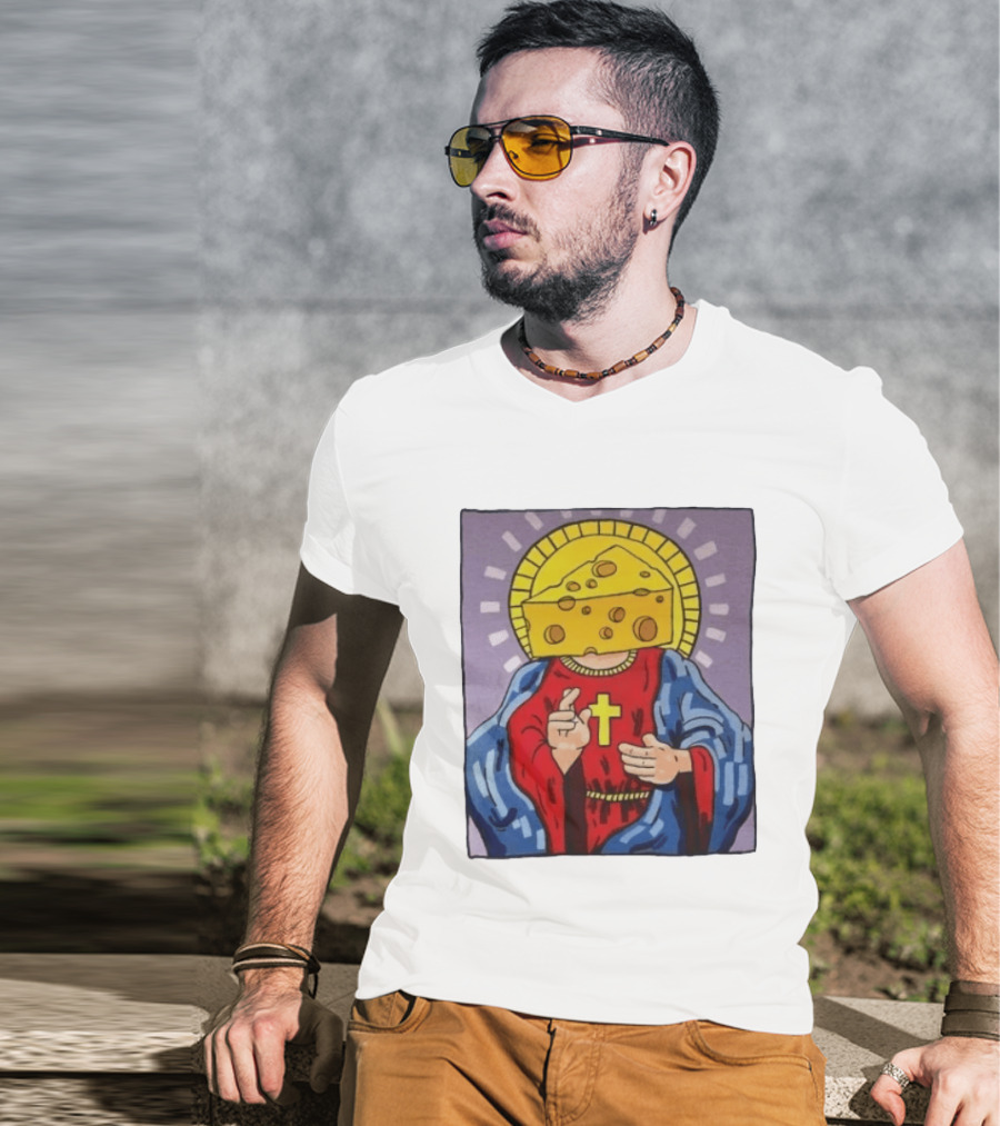 Cheesus Cheese Head Religious Pun Jesus T-Shirt