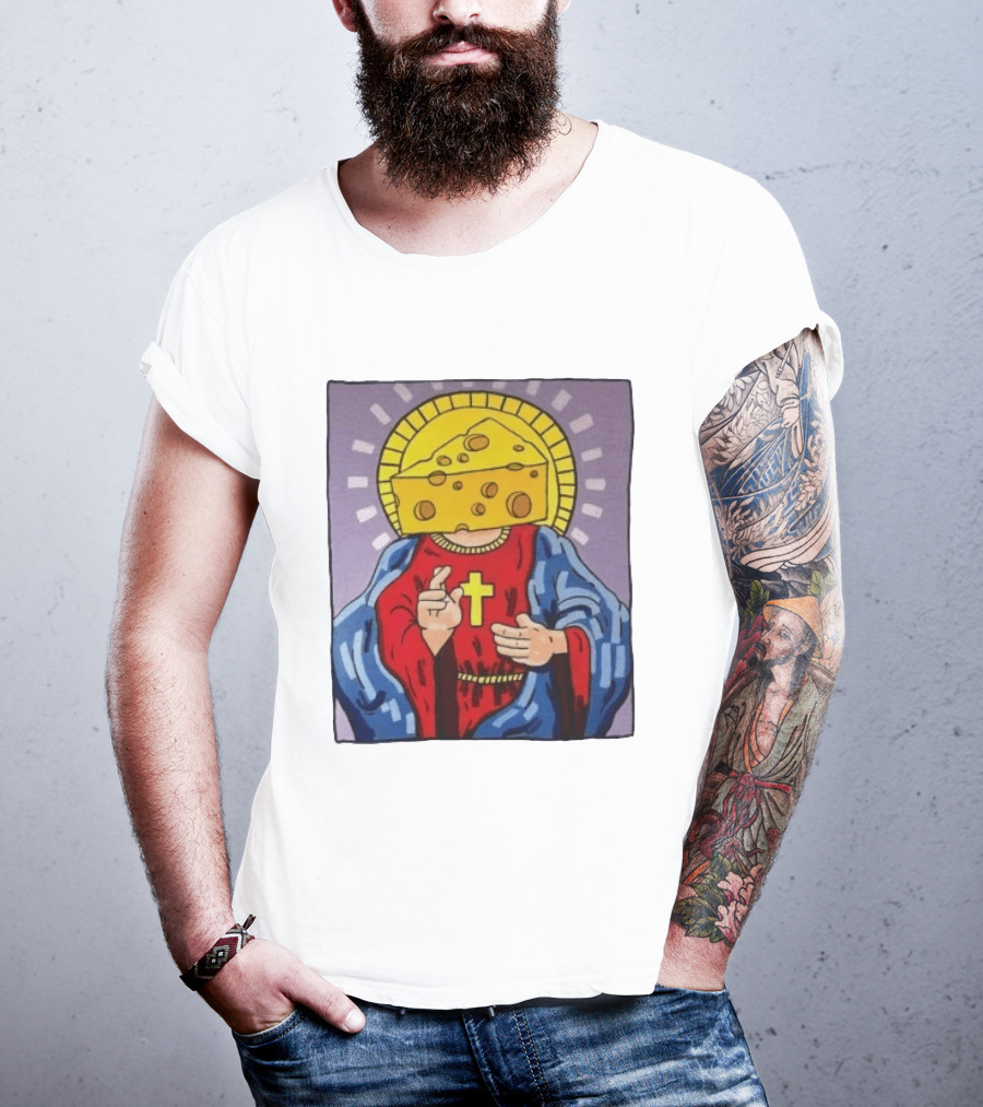 Cheesus Cheese Head Religious Pun Jesus T-Shirt