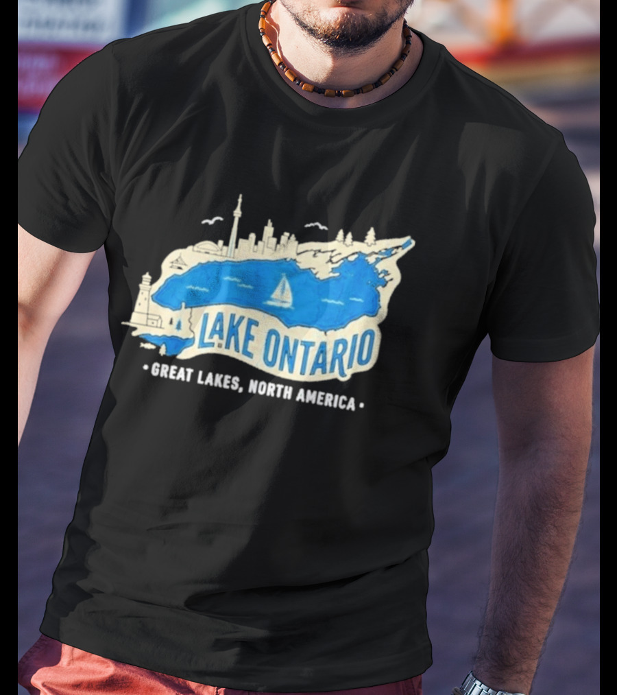 Lake Ontario Skyline Map Great Lakes North America T-Shirt