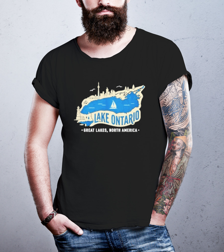 Lake Ontario Skyline Map Great Lakes North America T-Shirt
