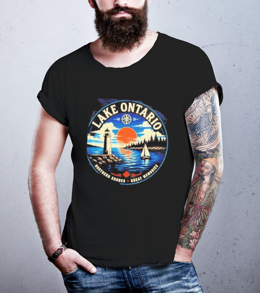 Lake Ontario Lighthouse Sunset Northern Shores Great Memories T-Shirt