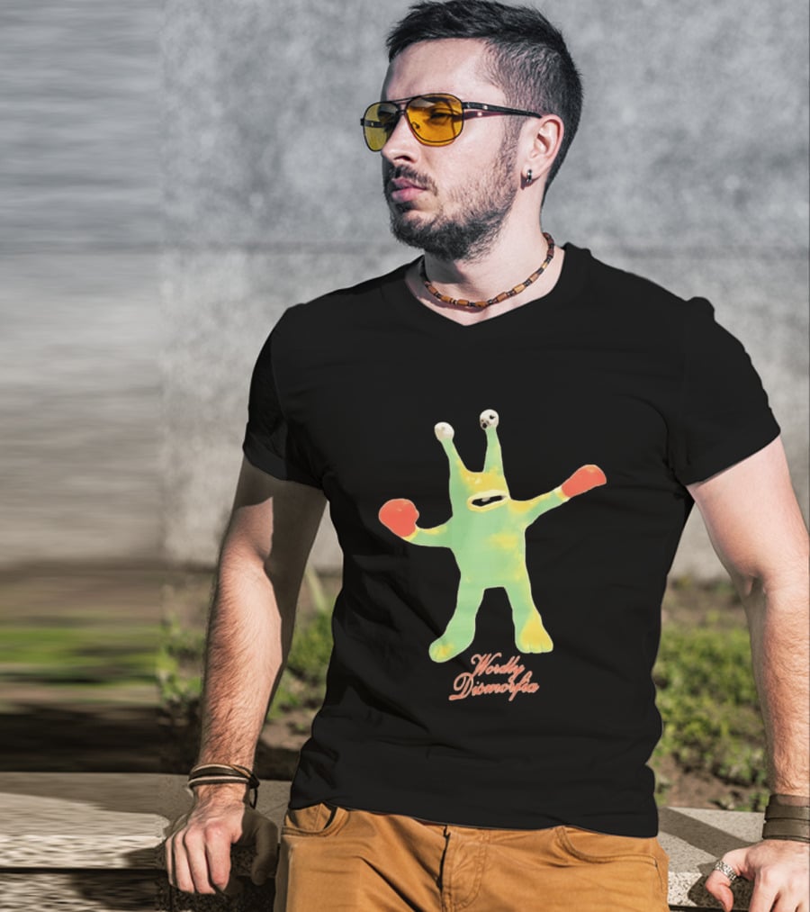 Wordly Dismorfia Boxing Alien Creature With Red Boxing Gloves T-Shirt