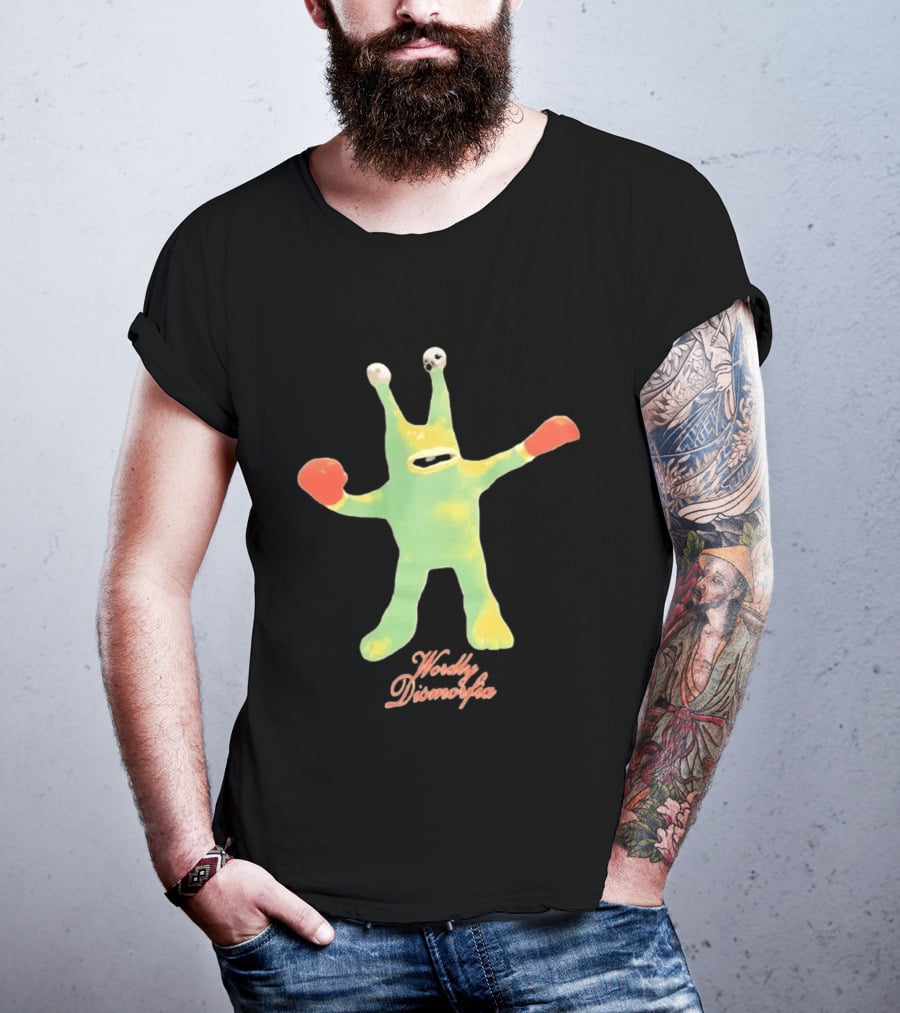Wordly Dismorfia Boxing Alien Creature With Red Boxing Gloves T-Shirt