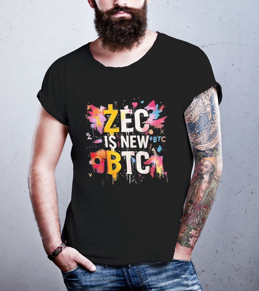 ZEC Is New BTC Cryptocurrency Zcash Bitcoin Colorful Paint Splash T-Shirt