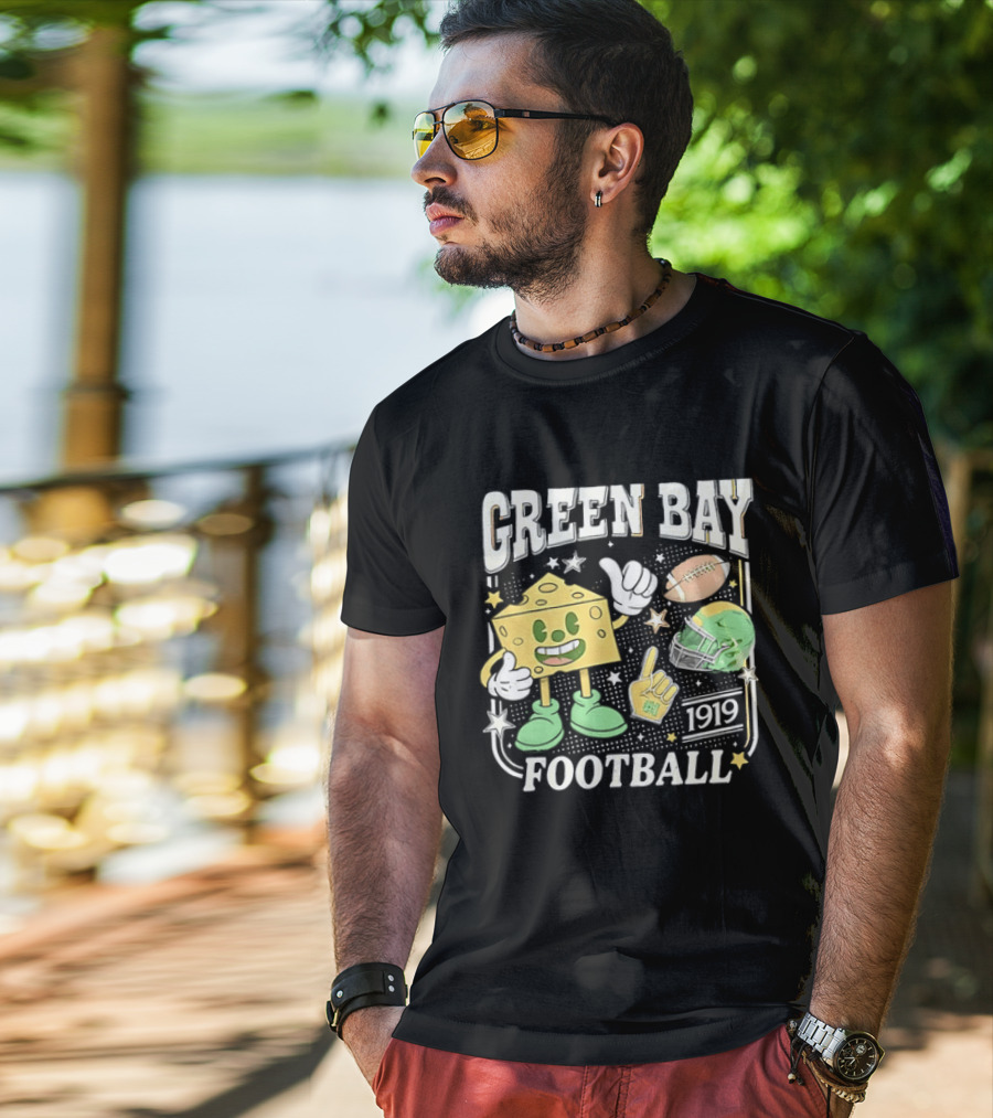 Green Bay 1919 Cheesehead Football Mascot And Gear T-Shirt