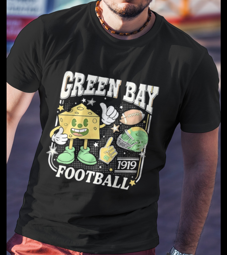Green Bay 1919 Cheesehead Football Mascot And Gear T-Shirt