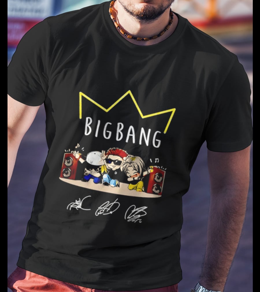 BIGBANG Chibi Characters With Crown And Speaker T-Shirt