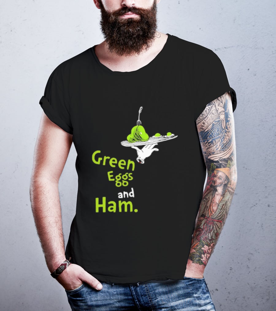 Dr Seuss Green Eggs And Ham Plate Illustration Classic Children's Book T-Shirt