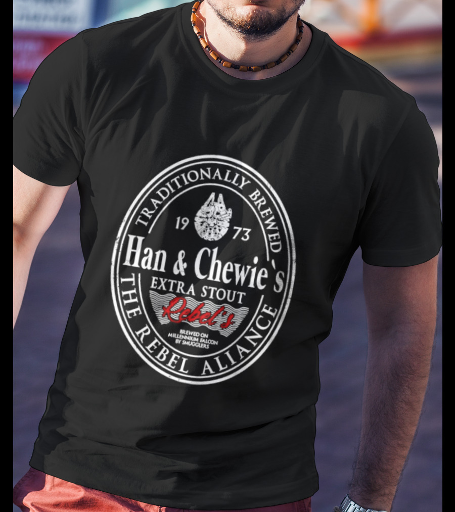 Traditionally Brewed Han And Chewie's Extra Stout Rebel's Millennium Falcon Rebel Alliance 1973 T-Shirt