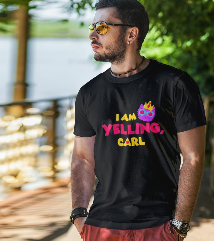 I Am Yelling Carl Cat Meme Colorful Crown Glasses T-Shirt