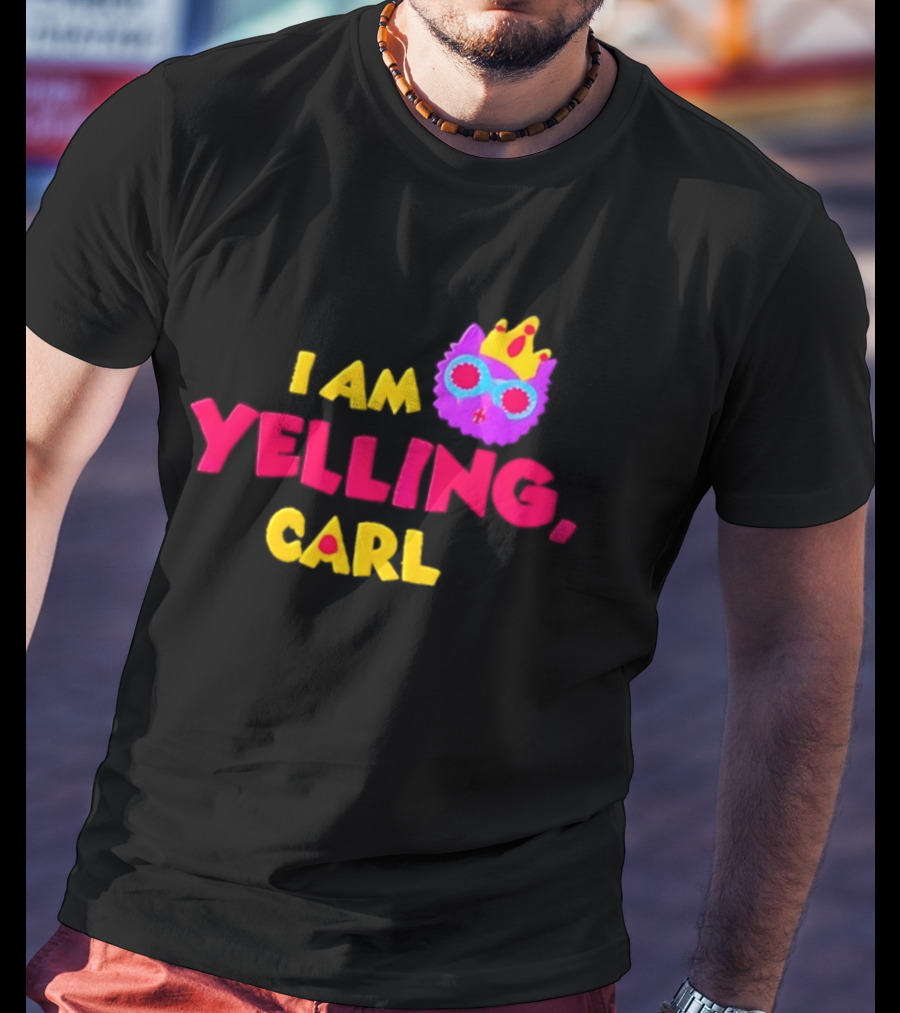 I Am Yelling Carl Cat Meme Colorful Crown Glasses T-Shirt