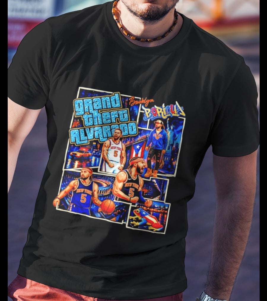 Brooklyn Boricua NY Knicks Grand Theft Alvarado T-Shirt