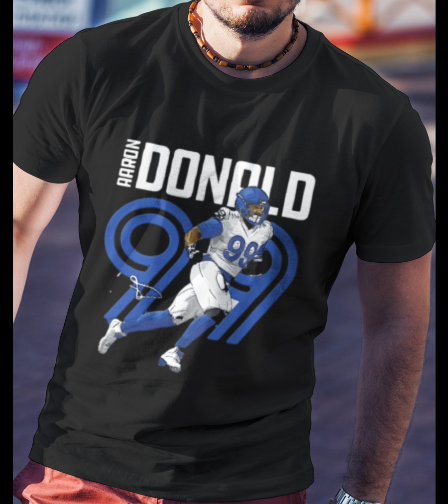 Los Angeles Rams Aaron Donald 99 Blue Running Player T-Shirt