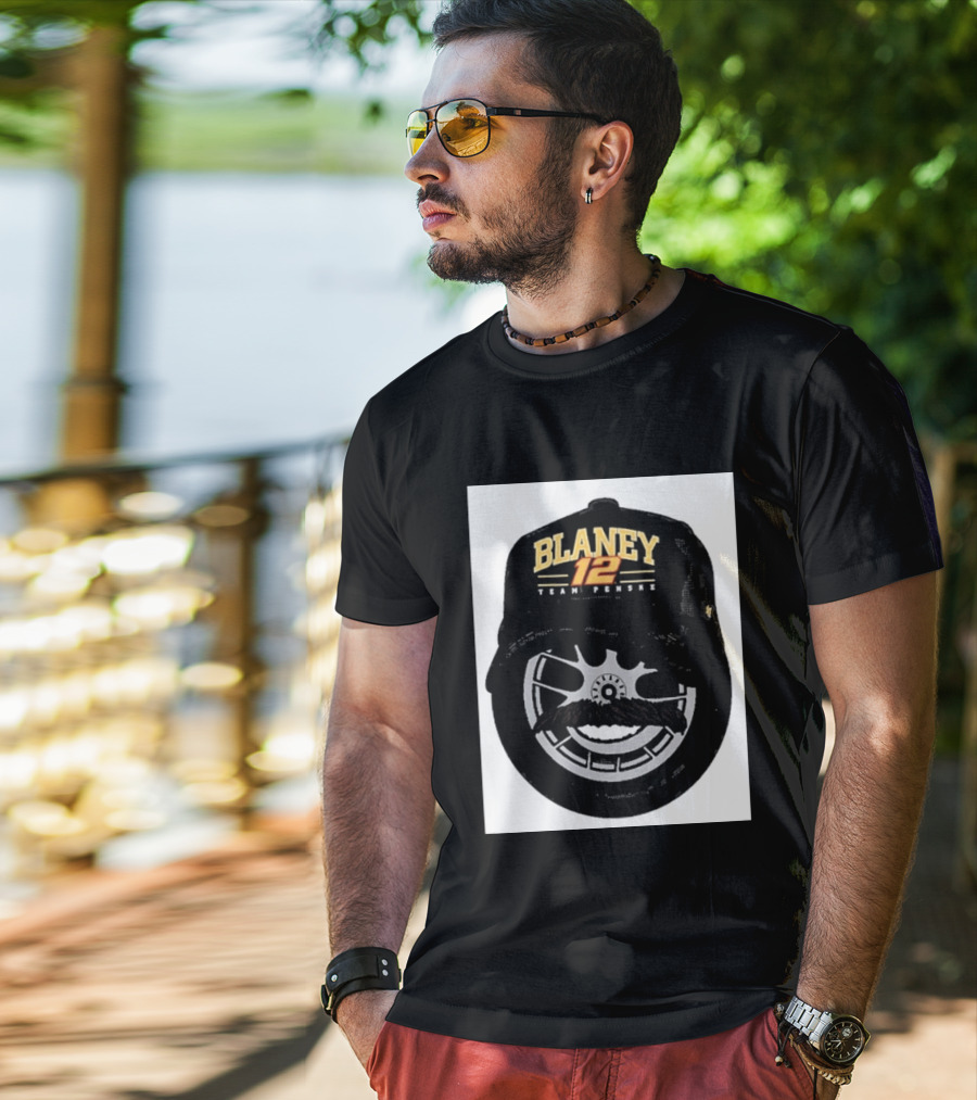 Blaney 12 Team Penske Mustache Racing Fan Gear T-Shirt