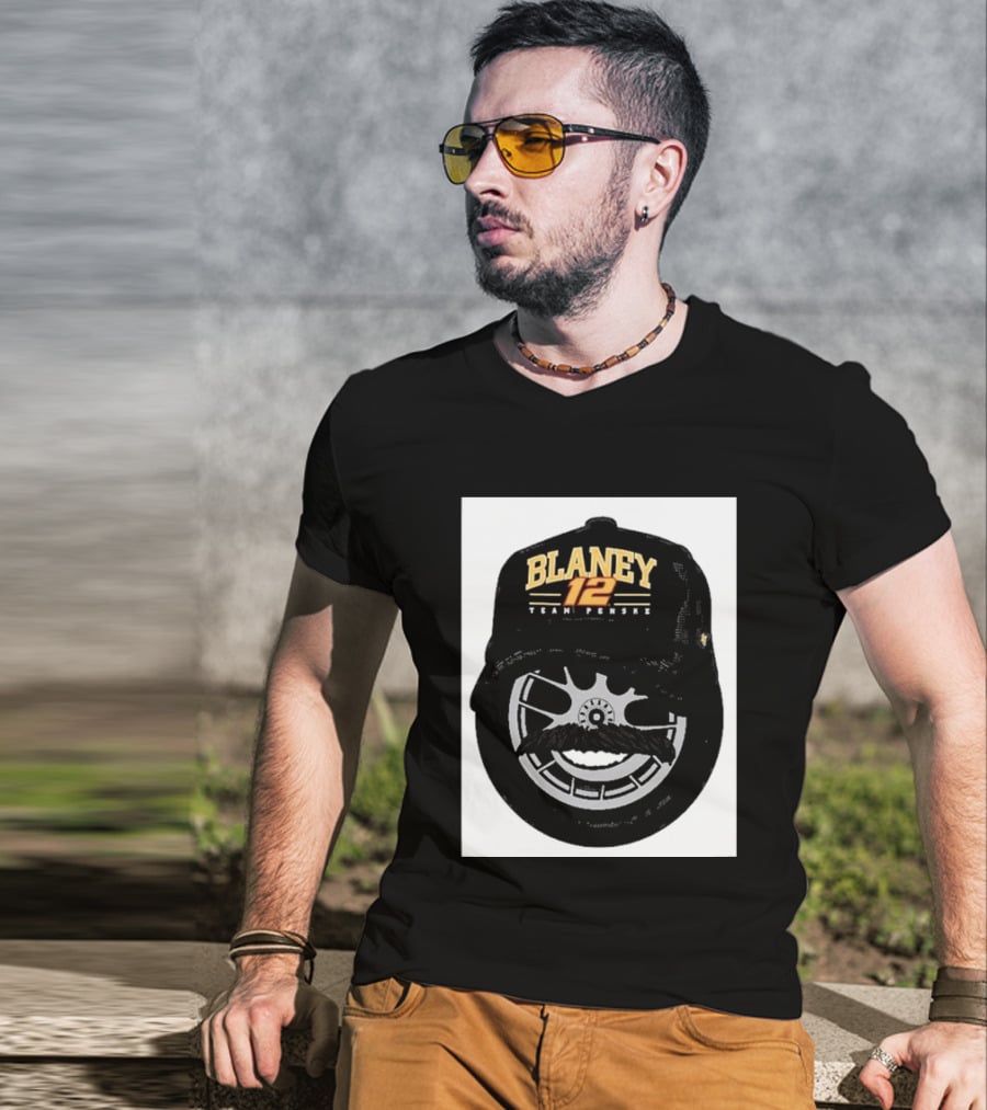 Blaney 12 Team Penske Mustache Racing Fan Gear T-Shirt