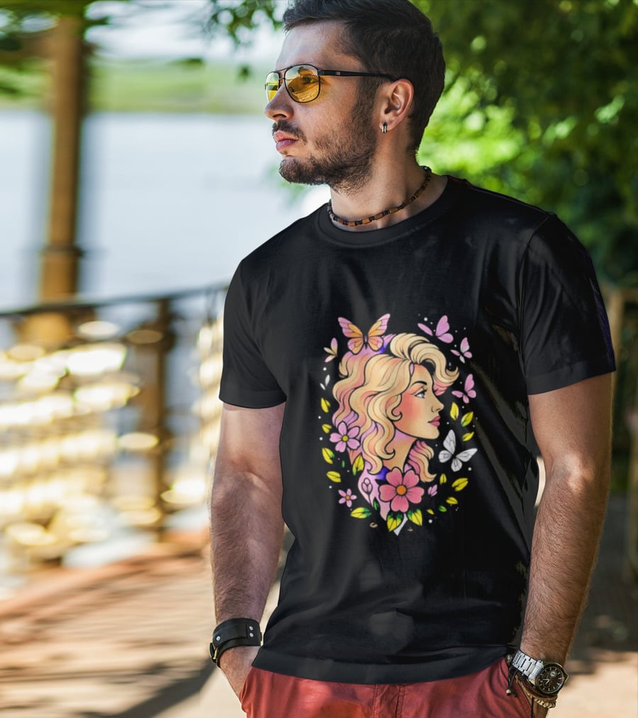 Dolly Parton Floral Butterfly Country Music T-Shirt