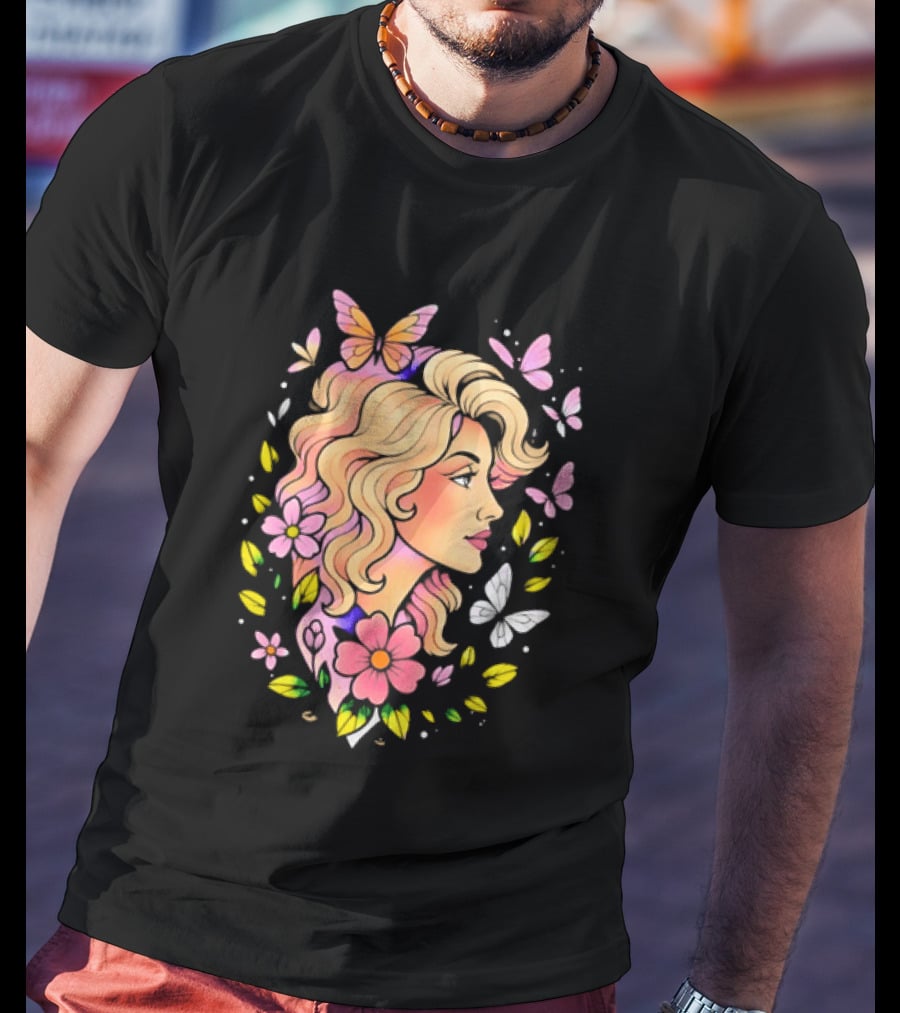 Dolly Parton Floral Butterfly Country Music T-Shirt