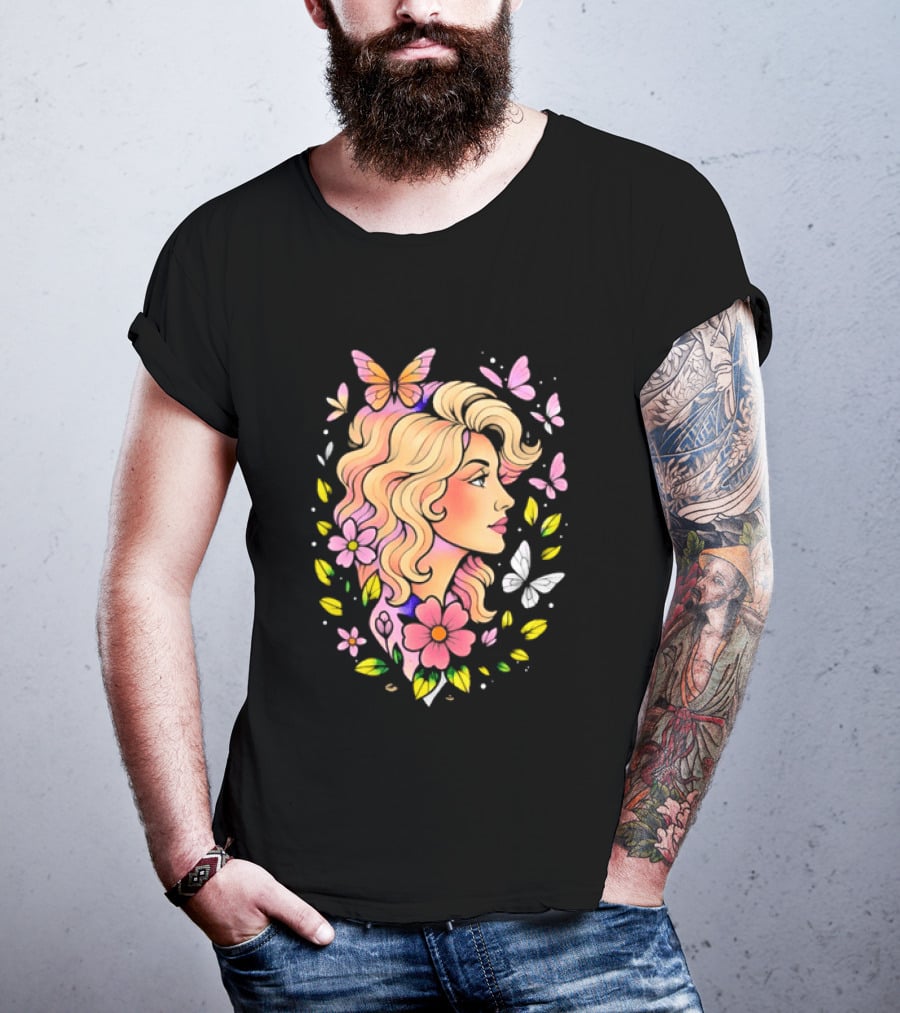 Dolly Parton Floral Butterfly Country Music T-Shirt