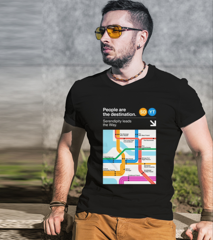 Seek Discomfort Serendipity Leads The Way People Are The Destination Black T-Shirt