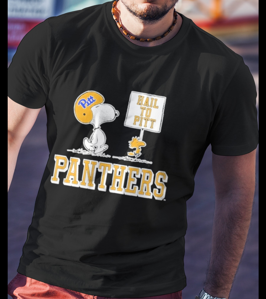 Snoopy Woodstock Hail To Pitt Panthers Peanuts Football Fan T-Shirt