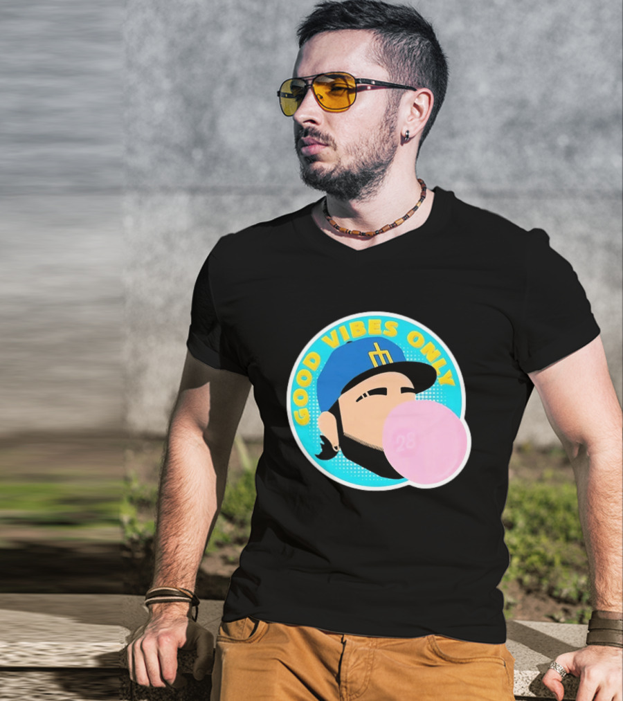 Seattle Mariners Eugenio Suarez Good Vibes Only 28 Baseball Bubblegum T-Shirt