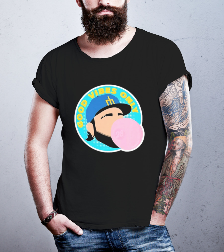 Seattle Mariners Eugenio Suarez Good Vibes Only 28 Baseball Bubblegum T-Shirt