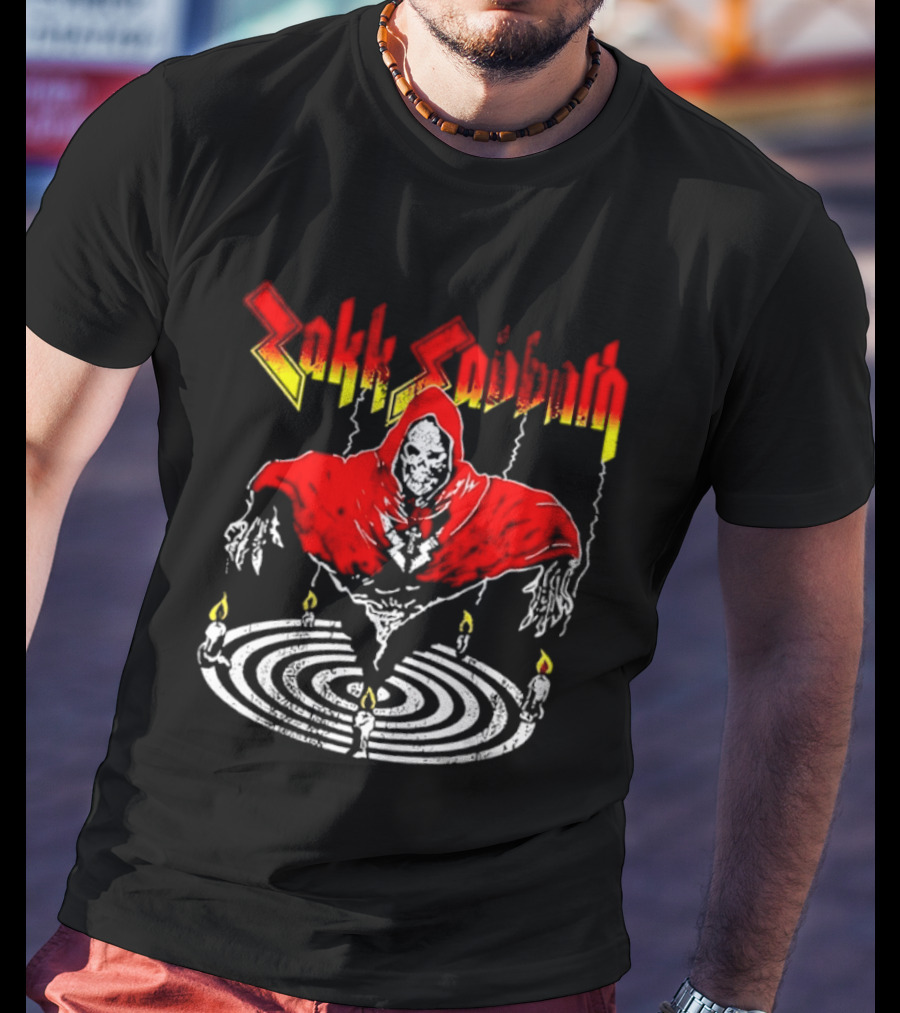 Zakk Sabbath Distressed Heavy Metal Red Ripped Robe Candles T-Shirt