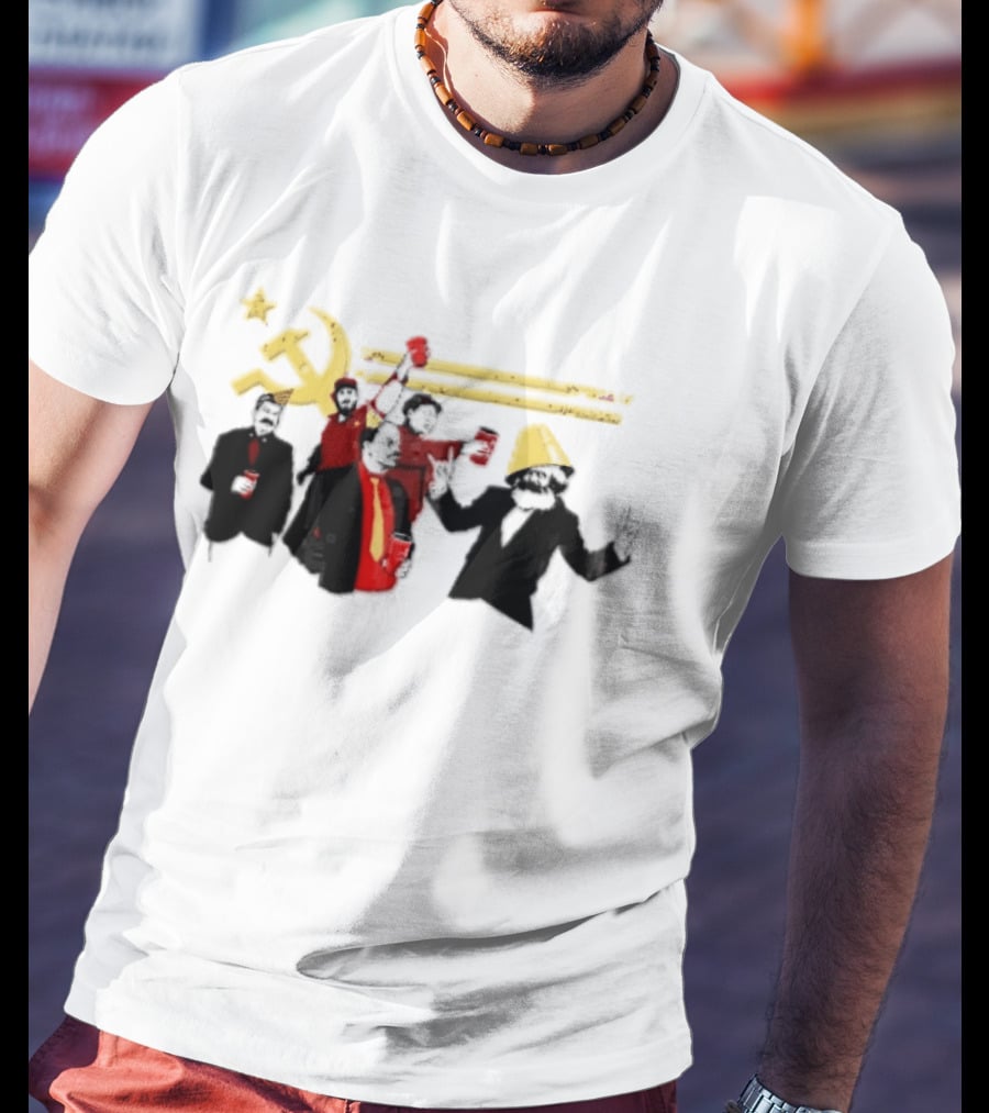 Communist Leaders Party Hammer Sickle Red Cups Star T-Shirt