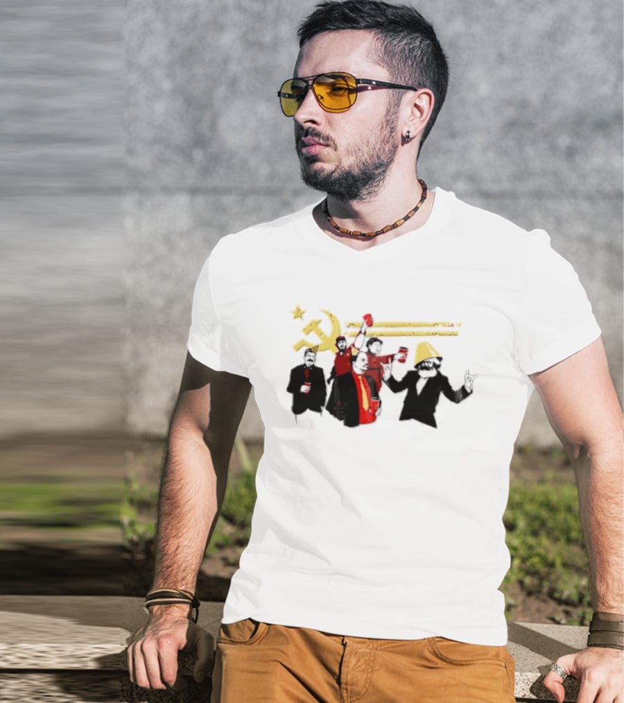 Communist Leaders Party Hammer Sickle Red Cups Star T-Shirt