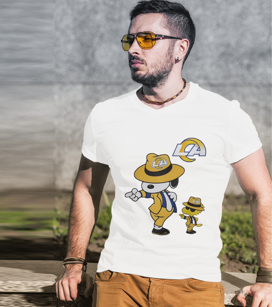 Los Angeles Rams Snoopy Woodstock LA Collaboration Dancing T-Shirt