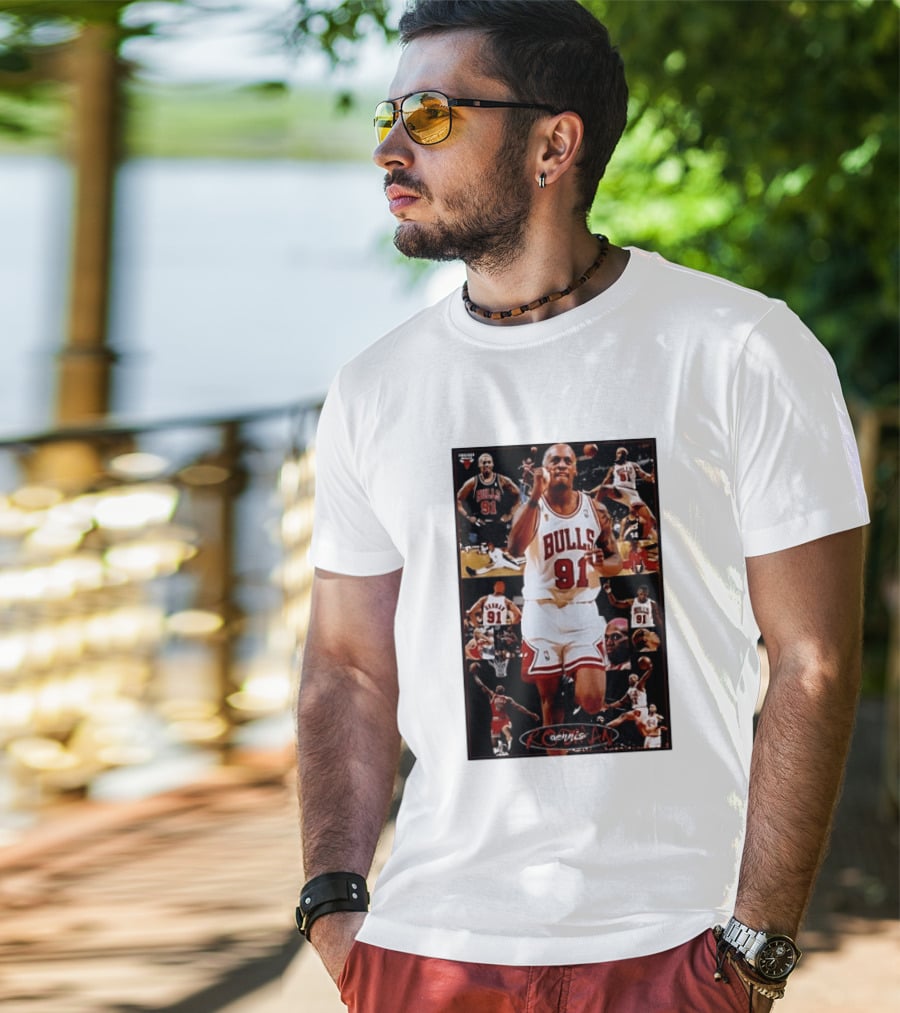 Dennis Rodman Chicago Bulls 91 Iconic NBA Basketball Highlights T-Shirt