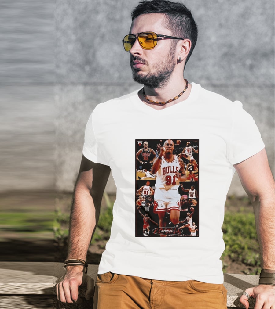 Dennis Rodman Chicago Bulls 91 Iconic NBA Basketball Highlights T-Shirt