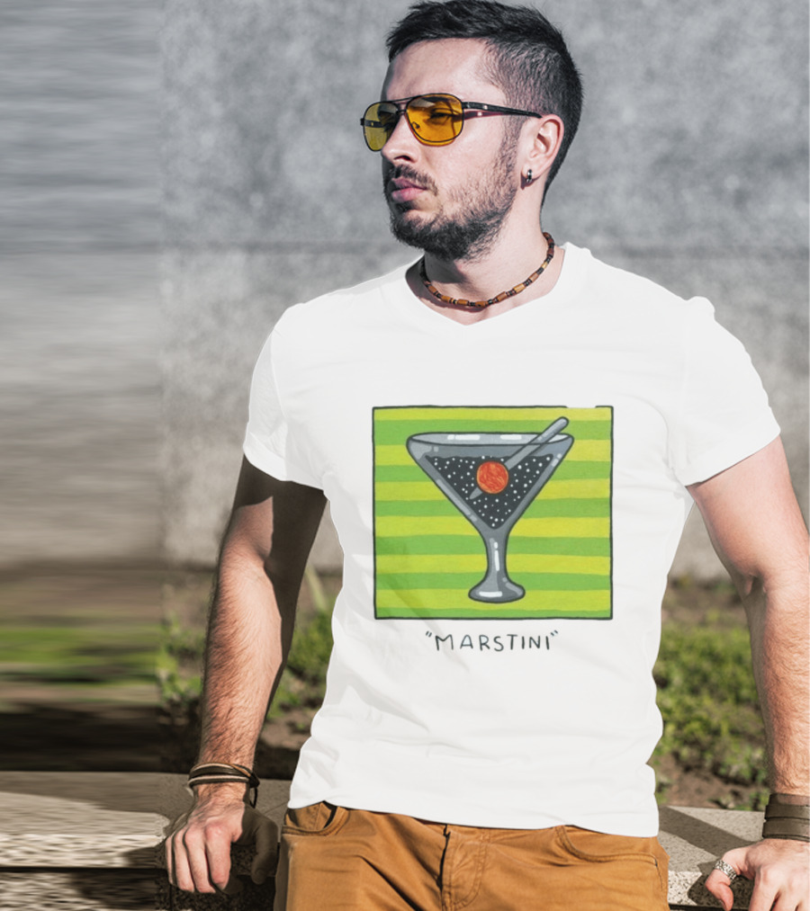 Marstini Planet Martini Cocktail Mars Space Themed Drink T-Shirt