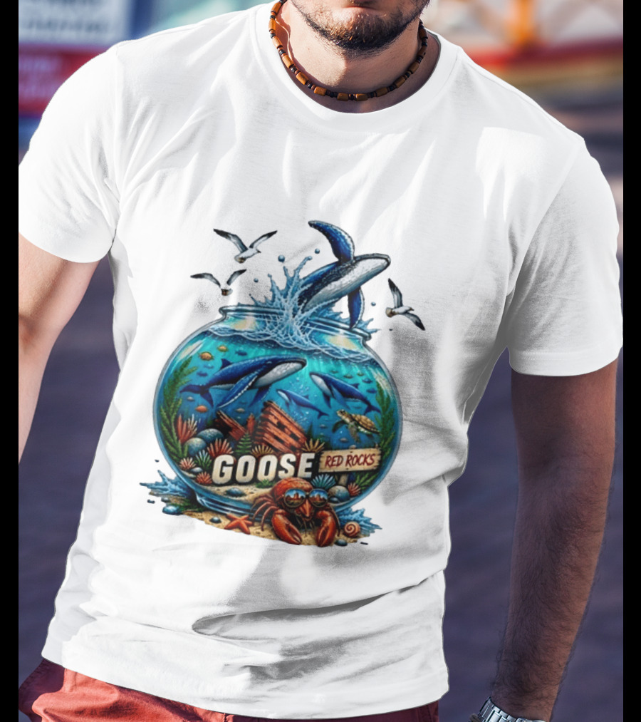 Goose Red Rocks Aquarium Whale Ocean Life Jam Band T-Shirt