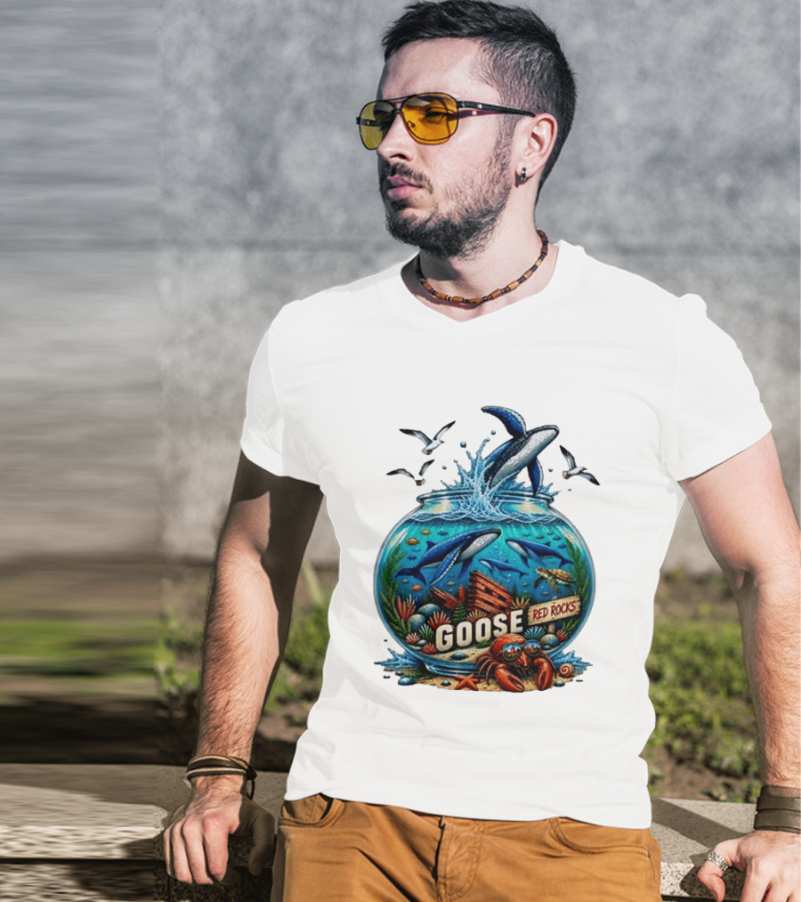 Goose Red Rocks Aquarium Whale Ocean Life Jam Band T-Shirt