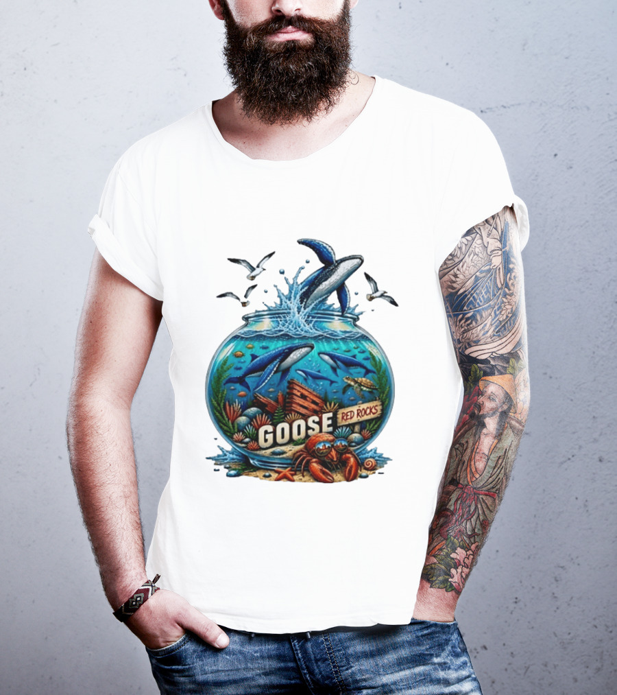 Goose Red Rocks Aquarium Whale Ocean Life Jam Band T-Shirt