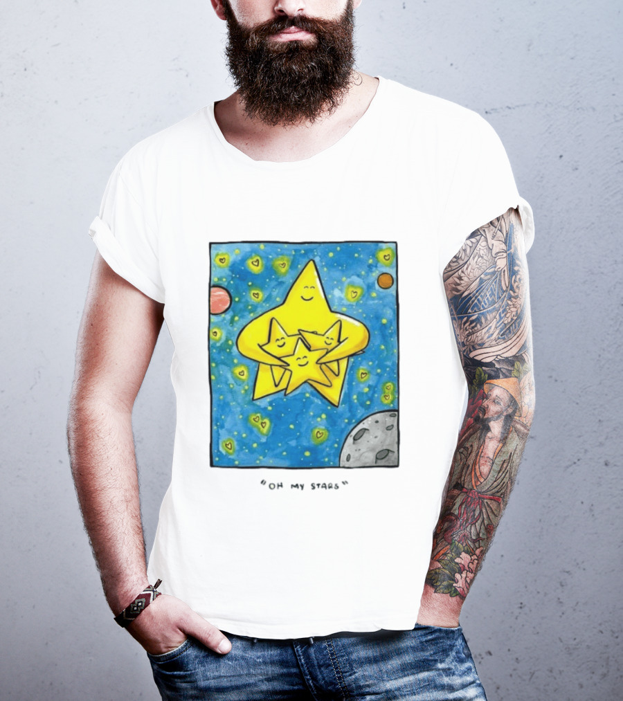 Oh My Stars Family Of Stars Celestial Background With Planets And Hearts T-Shirt