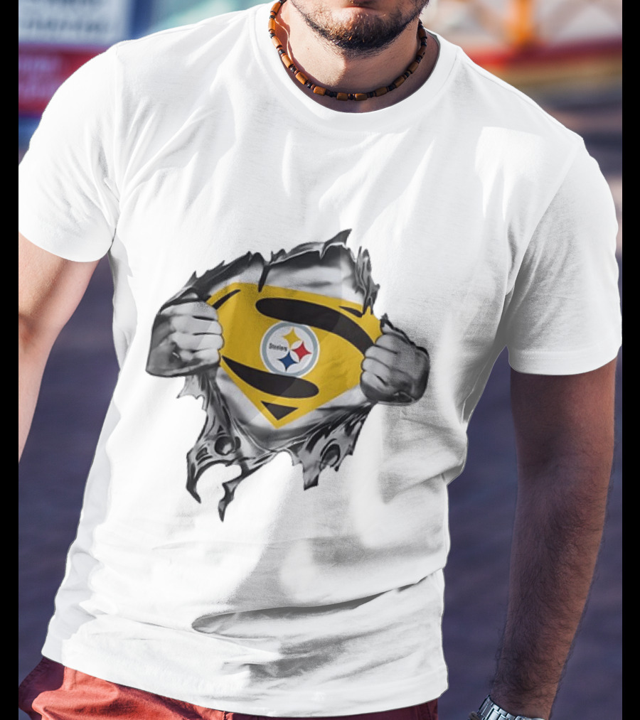 Pittsburgh Steelers Superman Chest Rip T-Shirt