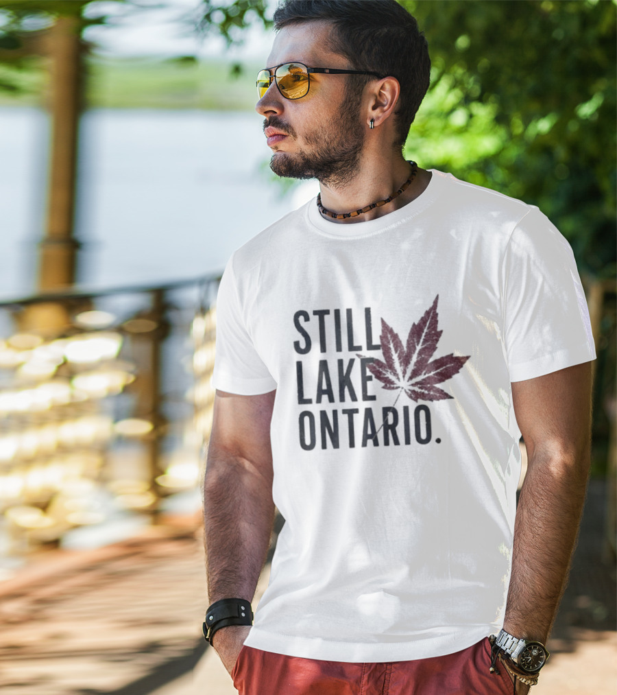 Still Lake Ontario Coordinates Great Lakes Maple Leaf T-Shirt