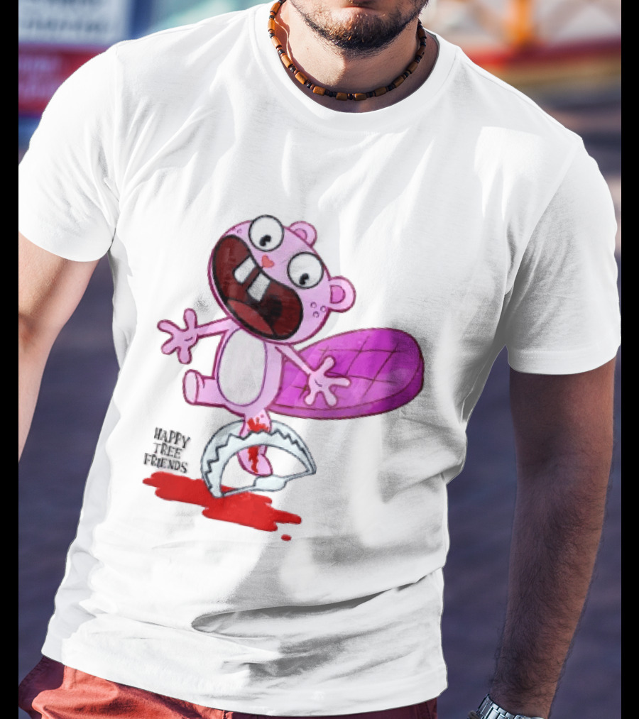 Toothy Happy Tree Friends Cartoon Beaver Stuck In Bear Trap T-Shirt