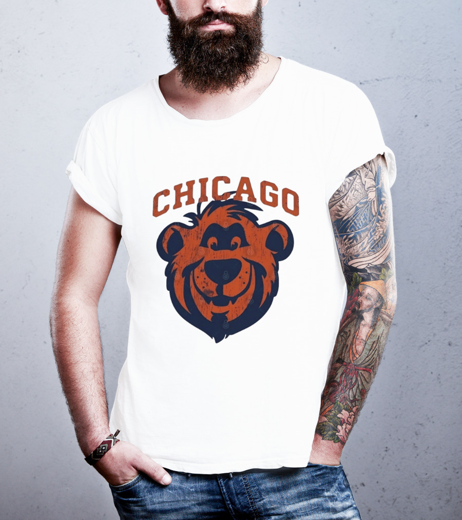 Chicago Bears Distressed Bear Face T-Shirt