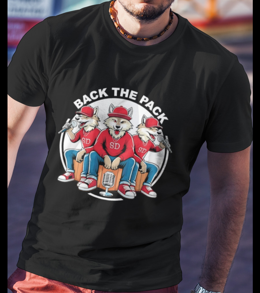 Back The Pack SD Wolf Rap Crew Hip Hop Trio Performance T-Shirt