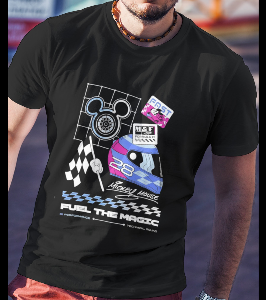 Mickey Mouse Fast Formula 1 Racing Helmet Fuel The Magic P1 Performance T-Shirt