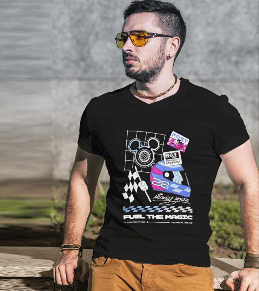 Mickey Mouse Fast Formula 1 Racing Helmet Fuel The Magic P1 Performance T-Shirt