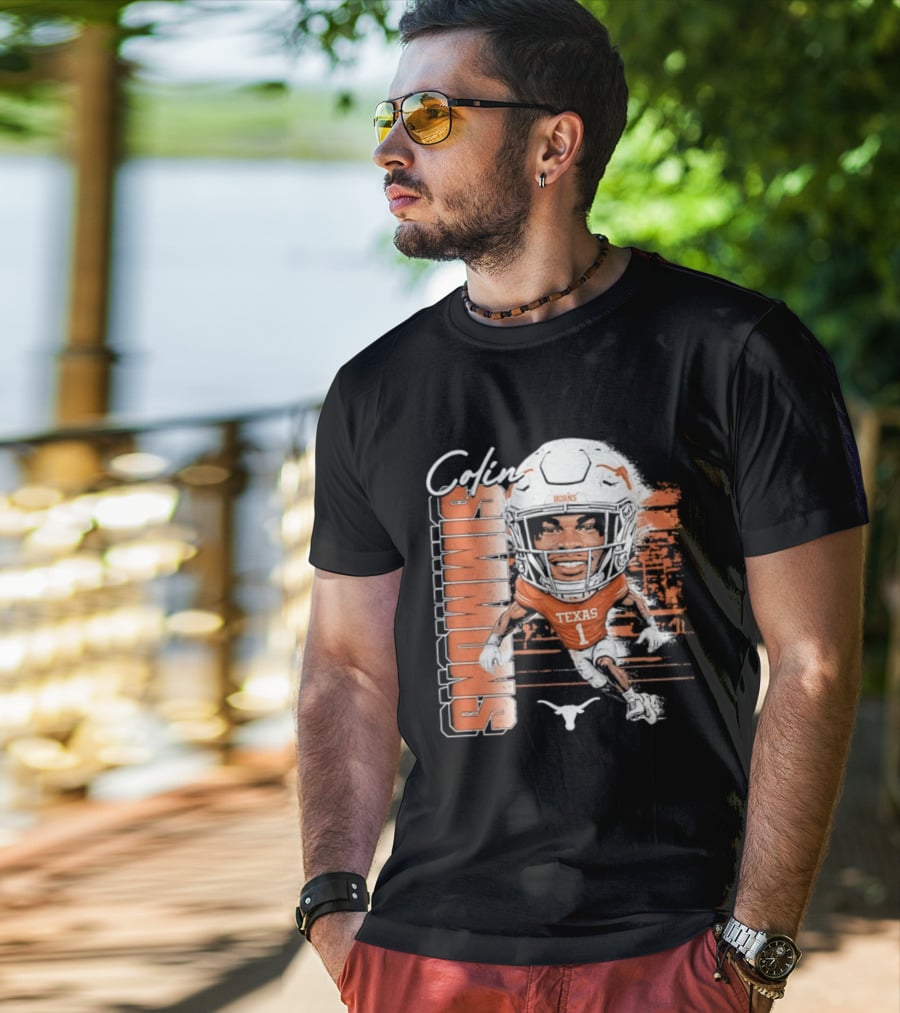 Colin Simmons Texas Longhorns Football Player Number 1 Distressed T-Shirt