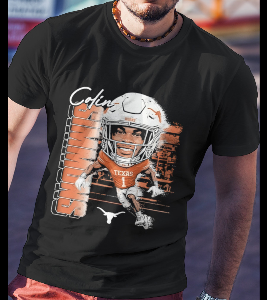 Colin Simmons Texas Longhorns Football Player Number 1 Distressed T-Shirt