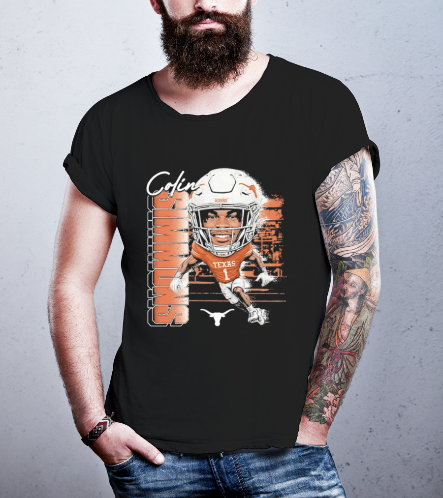 Colin Simmons Texas Longhorns Football Player Number 1 Distressed T-Shirt
