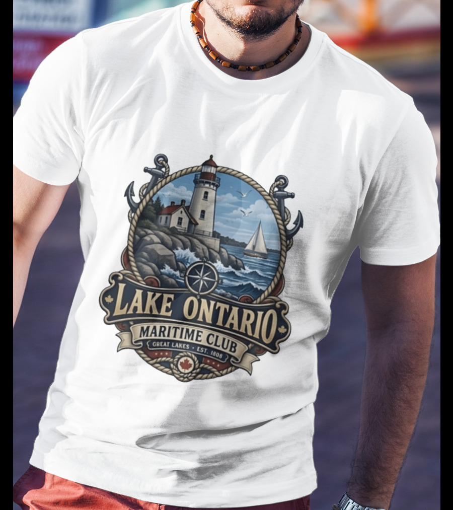 Lake Ontario Maritime Club Great Lakes Lighthouse Sailboat Est 1808 T-Shirt