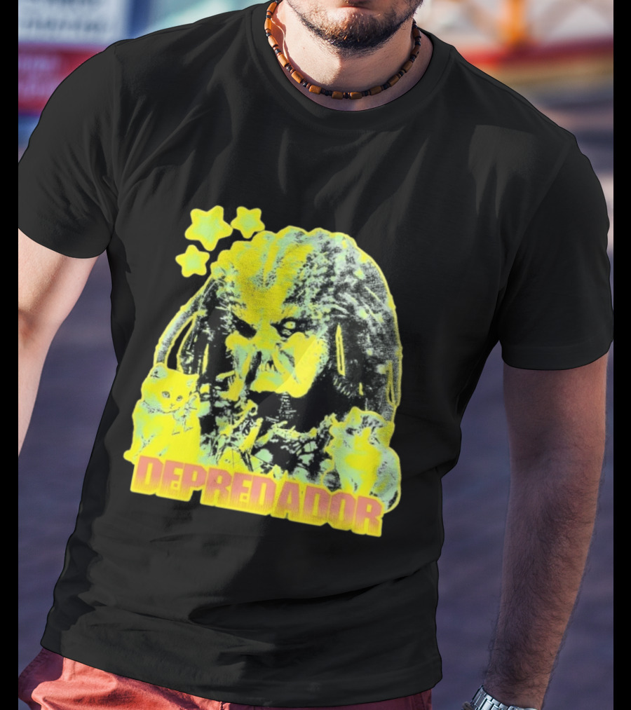 Depredador Predator Sci Fi With Kittens And Stars T-Shirt