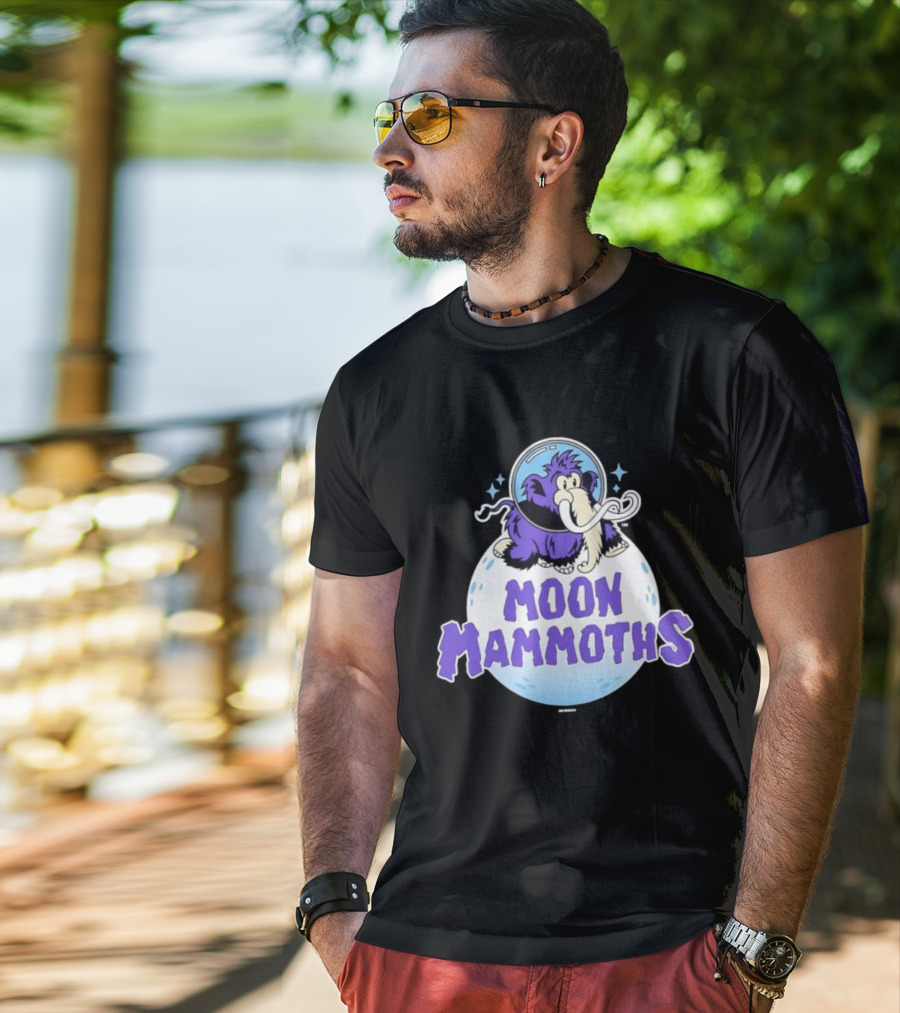 Moon Mammoths Purple Space Elephant Creature Astronaut T-Shirt